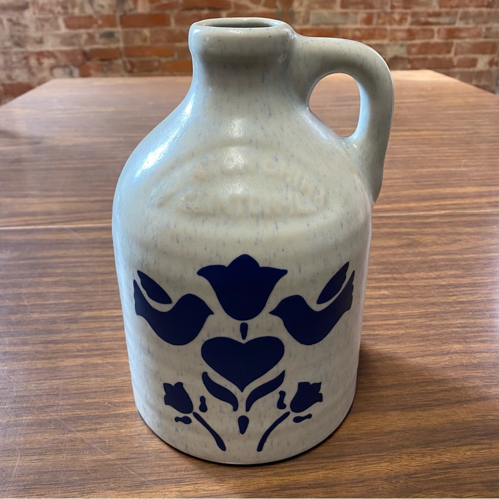 Vintage Harris Potteries Of Chicago Blue And Gray Stoneware Crock Jug 9” Tall